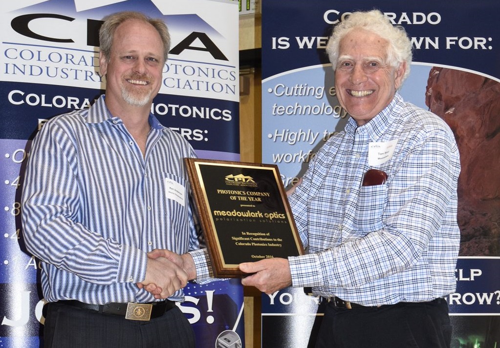 Meadowlark Optics Receives Company Of The Year Tom Baur And Ken Anderson, Colorado Photonics Meadowlark Optics Receives Company Of The Year Tom Baur And Ken Anderson