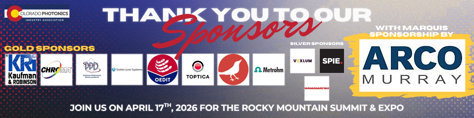 Sponsors 3.26, Colorado Photonics Sponsors 3.26